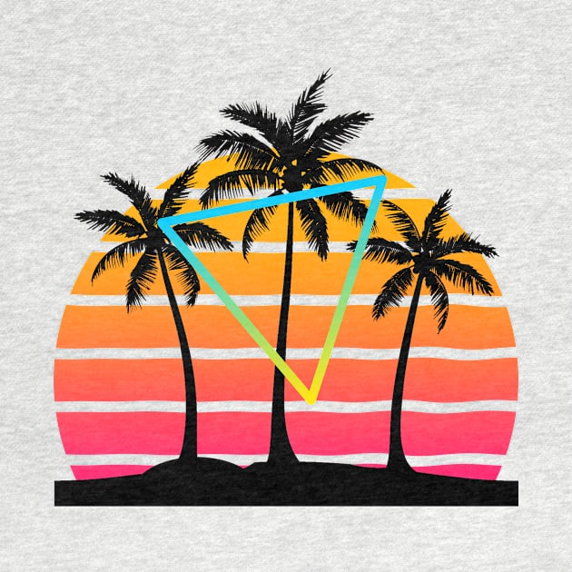 Sunset 80s Palm Tree Art by AlondraHanley
